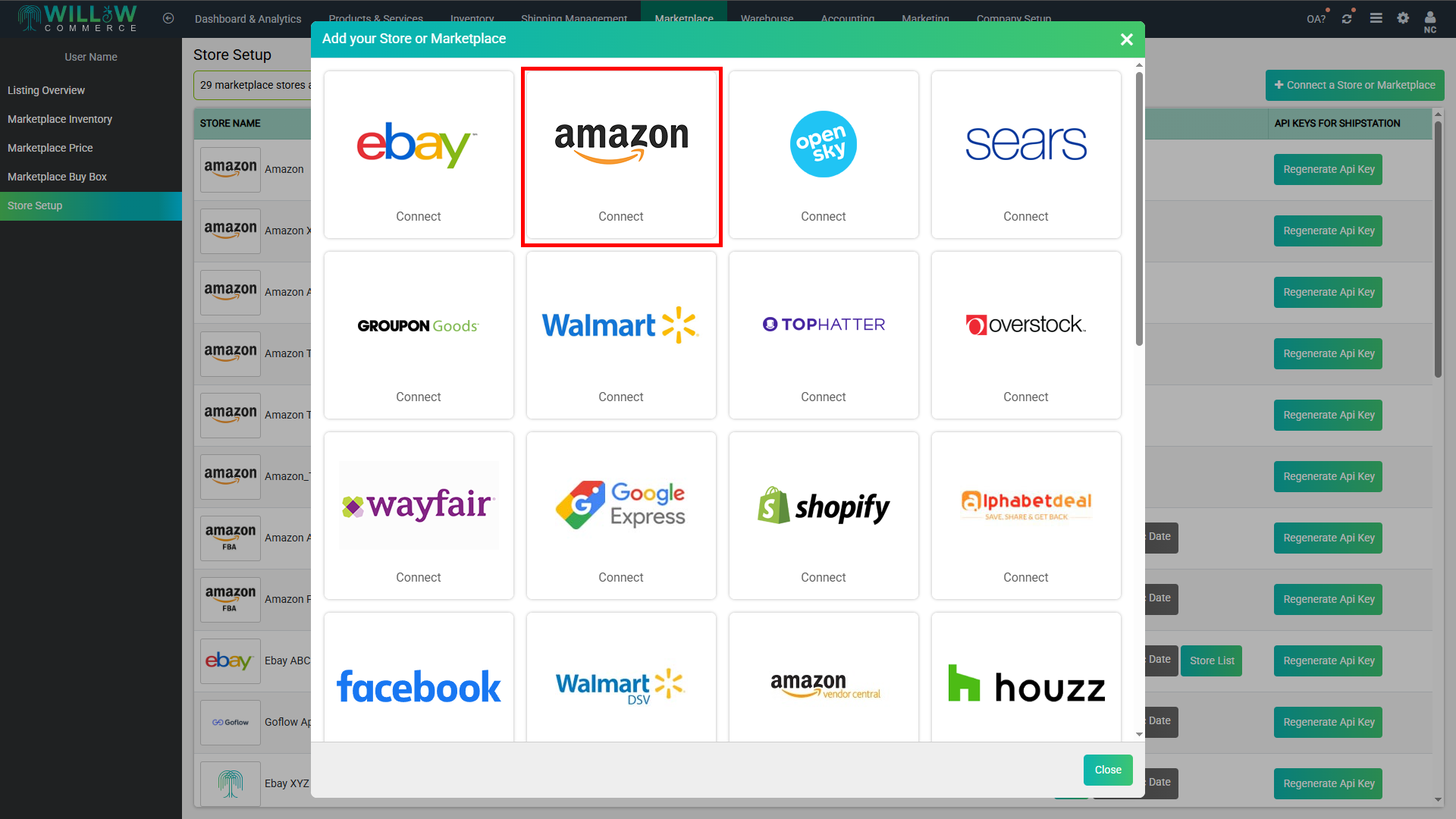 Connect to a New Store flow